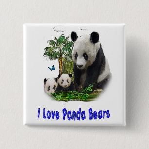 Panda-beren kleding en meer vierkante button 5,1 cm