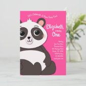 Panda Beren klinken Kinder eerste verjaardag roze Kaart (Staand voorkant)