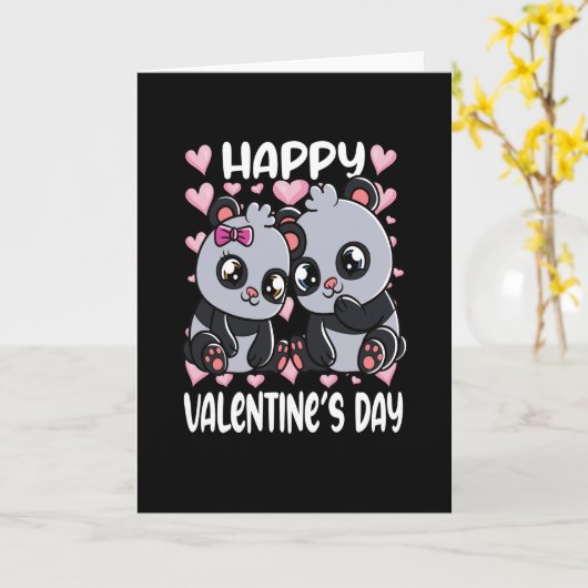 Panda Beren Knuffel Panda Koppel Hartjes Kaart (Gele Bloem)