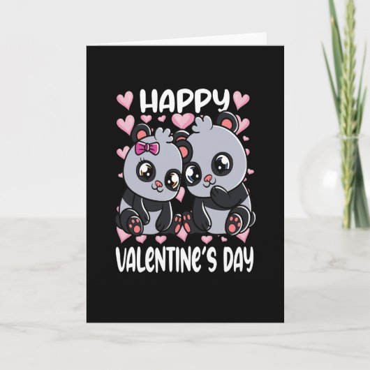 Panda Beren Knuffel Panda Paar Harten Kaart (Voorkant)