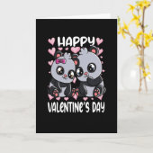 Panda Beren Knuffel Panda Paar Harten Kaart (Gele Bloem)