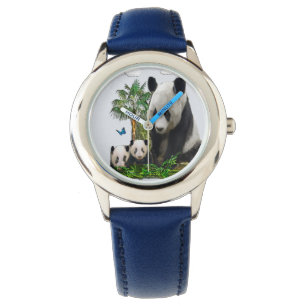 Panda-beren meisjes kijken horloge