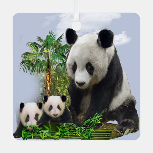 Panda Beren Metalen Ornament (Voorkant)