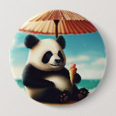 Panda Beren Ronde Button 4,0 Cm (Voorkant)