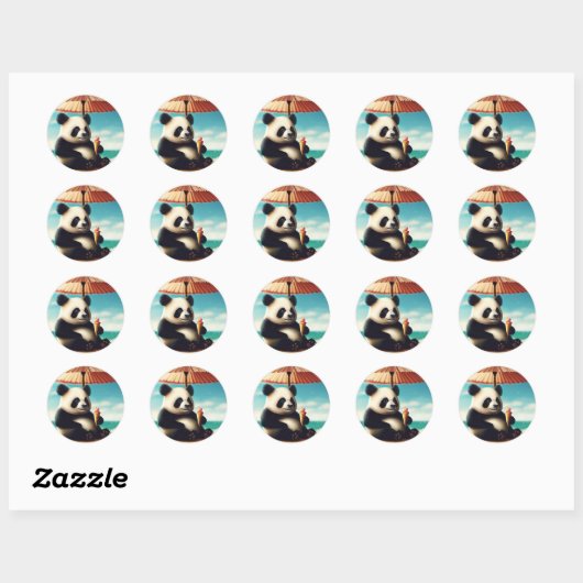 Panda Beren Ronde Sticker (Vel)