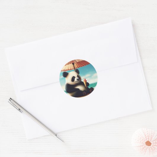 Panda Beren Ronde Sticker (Envelop)