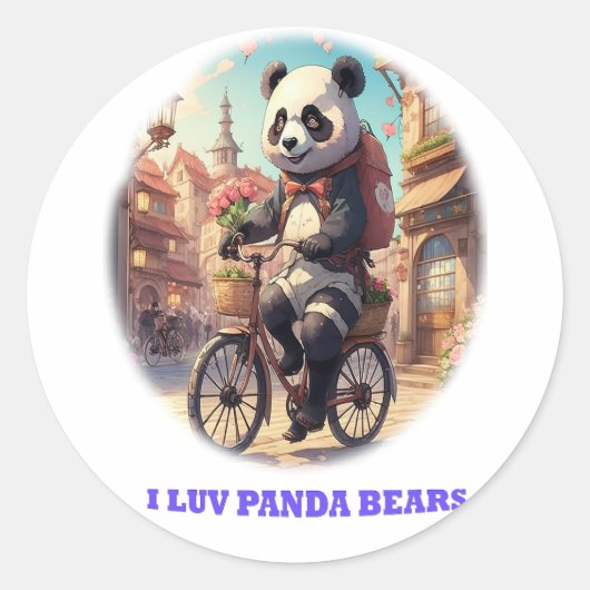 Panda Beren Ronde Sticker (Voorkant)
