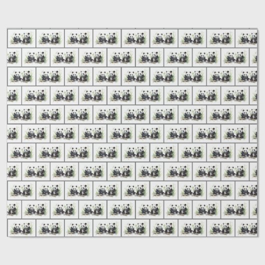 Panda Beren Waterverf Cadeaupapier (Vlak)