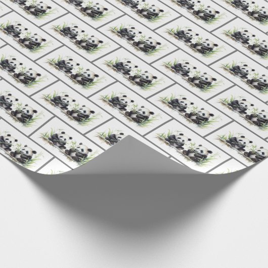 Panda Beren Waterverf Cadeaupapier (Hoek)