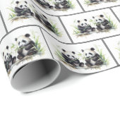 Panda Beren Waterverf Cadeaupapier (Rol Hoek)