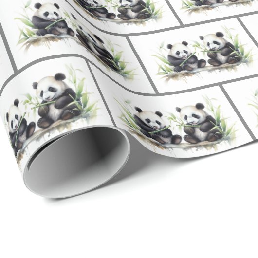 Panda Beren Waterverf Cadeaupapier (Rol Hoek)