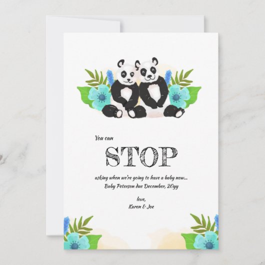 Panda Beren Zwangerschap Aankondiging (Voorkant)