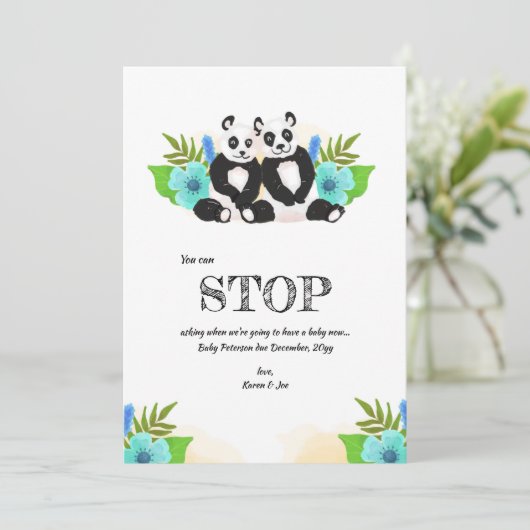 Panda Beren Zwangerschap Aankondiging (Staand voorkant)