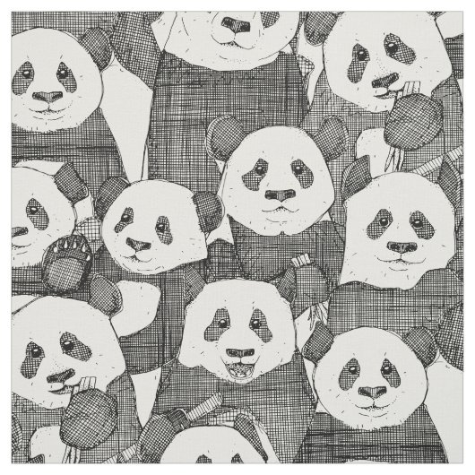 panda beren zwart natuurlijk stof (Swatch)