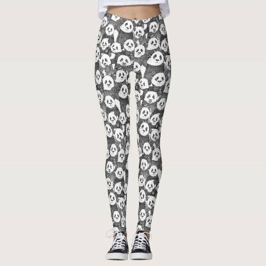 panda beren zwart wit leggings (Voorkant)