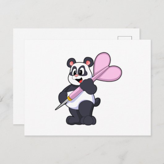 Panda bij Darts met Dart Briefkaart (Voorkant / Achterkant)