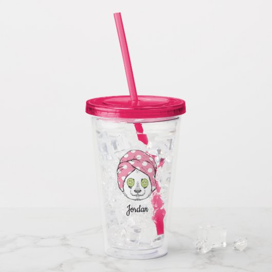 Panda bij de ruimteka | Jouw namen toevoegen Acryl Drinkbeker (Voorkant ijs)