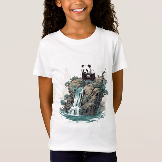 Panda bij de waterval t-shirt (Voorkant)