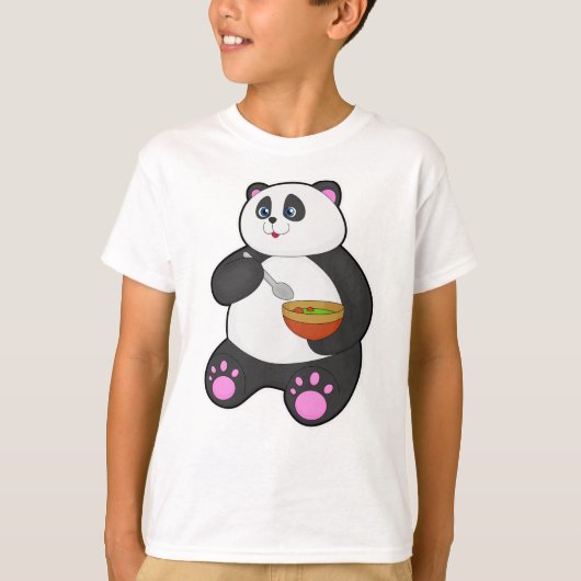 Panda bij Eaten met Spoon & Bowl T-shirt (Voorkant)