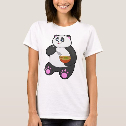 Panda bij Eaten met Spoon & Bowl T-shirt (Voorkant)