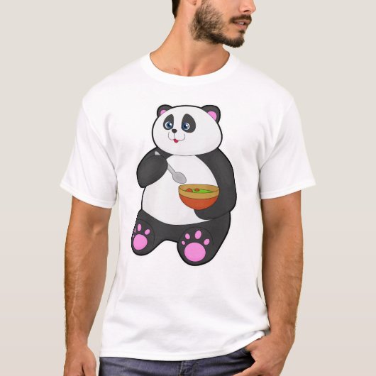Panda bij Eaten met Spoon & Bowl T-shirt (Voorkant)