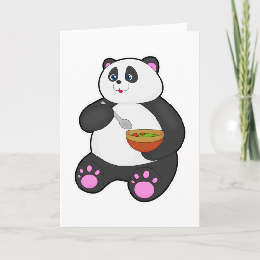 Panda bij eten met lepel & kom kaart (Voorkant)