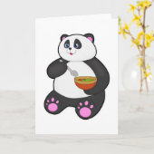Panda bij eten met lepel & kom kaart (Gele Bloem)