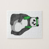 Panda bij Fitness met handdoek Legpuzzel (Horizontaal)