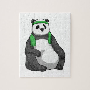Panda bij Fitness met handdoek Legpuzzel