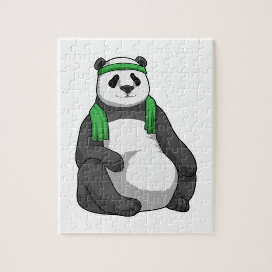 Panda bij Fitness met handdoek Legpuzzel (Verticaal)