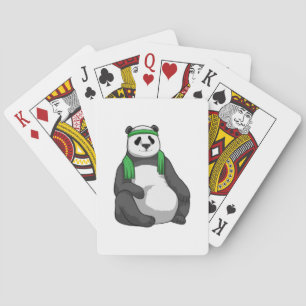 Panda bij Fitness met handdoek Pokerkaarten