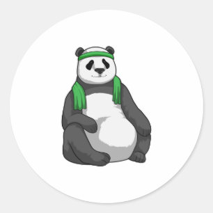 Panda bij Fitness met handdoek Ronde Sticker