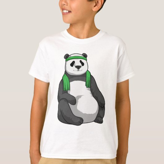 Panda bij Fitness met handdoek T-shirt (Voorkant)