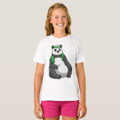 Panda bij Fitness met handdoek T-shirt (Voorkant volledig)