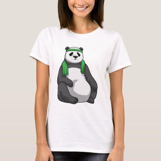 Panda bij Fitness met handdoek T-shirt (Voorkant)
