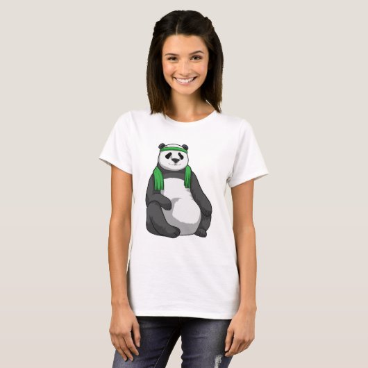 Panda bij Fitness met handdoek T-shirt (Voorkant volledig)