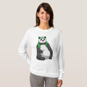 Panda bij Fitness met handdoek T-shirt (Voorkant volledig)