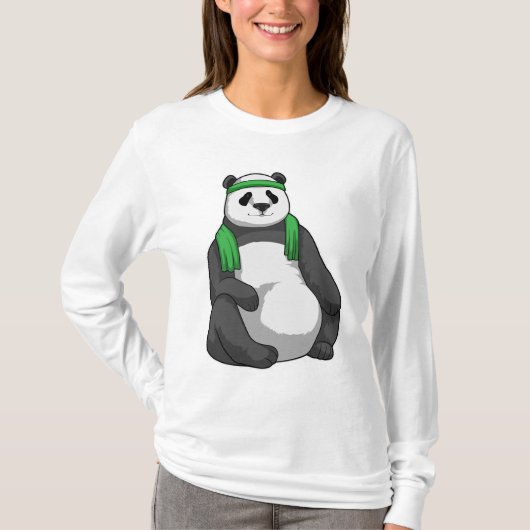 Panda bij Fitness met handdoek T-shirt (Voorkant)