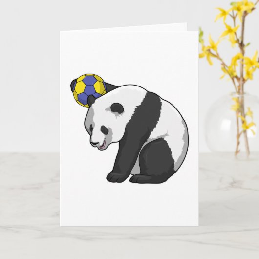 Panda bij Handbal Sporten Kaart (Gele Bloem)