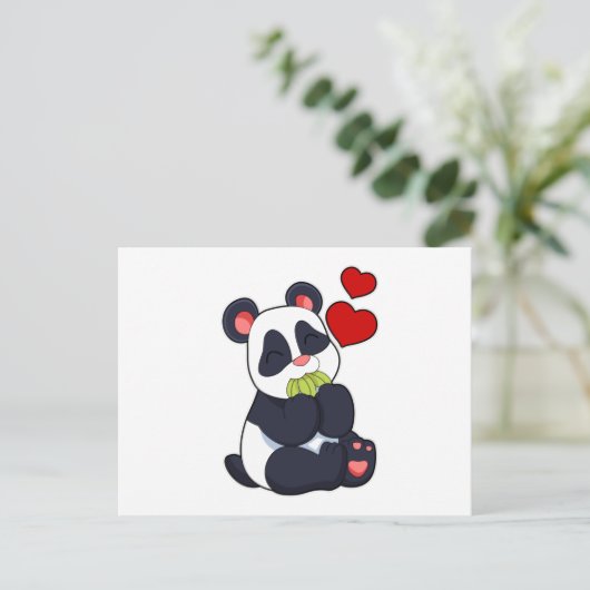 Panda bij het eten van bladeren briefkaart (Staand voorkant)