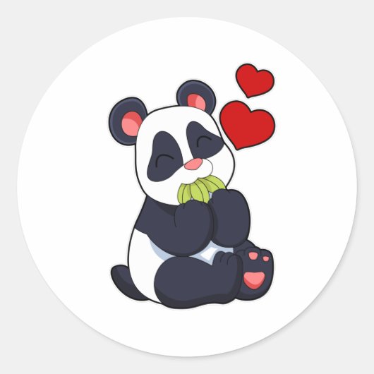 Panda bij het eten van bladeren ronde sticker (Voorkant)