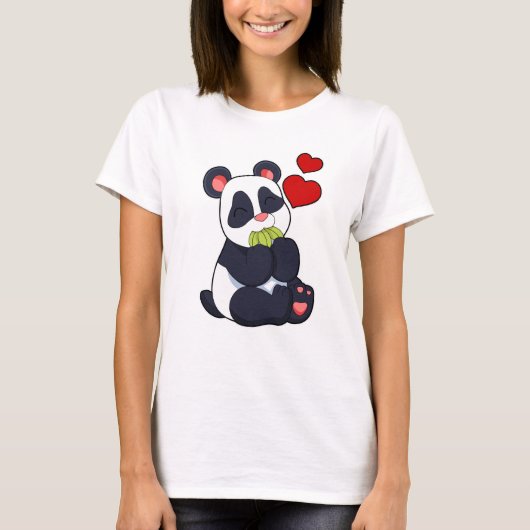 Panda bij het eten van bladeren t-shirt (Voorkant)