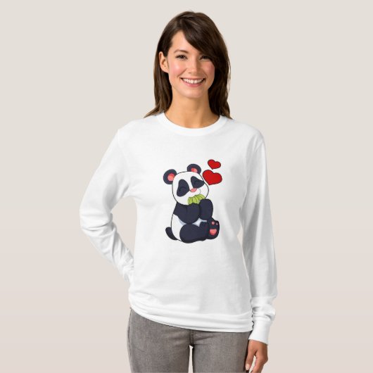 Panda bij het eten van bladeren t-shirt (Voorkant volledig)