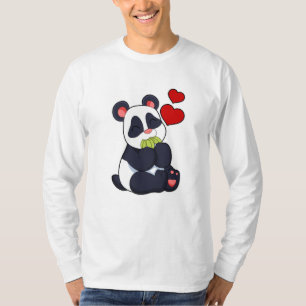 Panda bij het eten van bladeren t-shirt