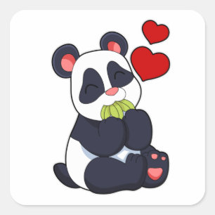 Panda bij het eten van bladeren vierkante sticker