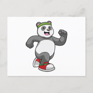 Panda bij het runnen met hoofdband briefkaart