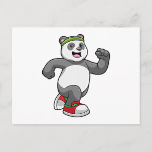 Panda bij het runnen met hoofdband briefkaart