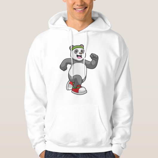 Panda bij het runnen met hoofdband hoodie (Voorkant)
