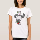 Panda bij het runnen met hoofdband t-shirt (Voorkant)