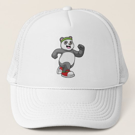 Panda bij het runnen met hoofdband trucker pet (Voorkant)